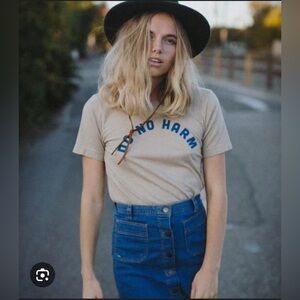 The Bee and the Fox Do No Harm Tee M Tan Blue